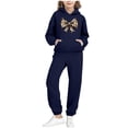 thumbnail image 3 of Piuwrlz Kids Sweatsuits Sets 2pcs Girls Jogger Set Pocket Round Neck Sweats and Sweatpants Dark Blue Size 11 Years, 3 of 7