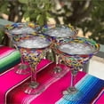 thumbnail image 2 of Mexican Hand Blown Modern Margarita Glasses – Set of 4 Confetti Rock Margarita Glasses 12 oz, 2 of 5