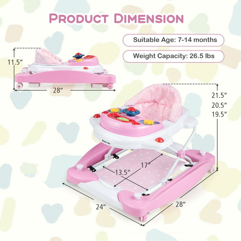 Costway Baby Walker with Tray, Foldable 6-in-1 Adjustable Activity