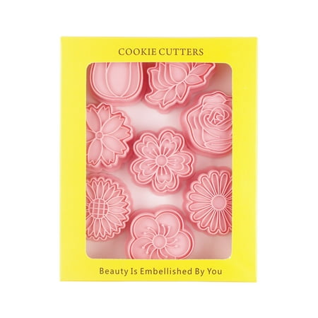 

CLZOUD Baking Molds Flower Biscuits Mould Chrysanthemum Cherry Plums Cartoon Cake Baking Sugar 3D Three Dimensionals Cookie Seal Die Pink