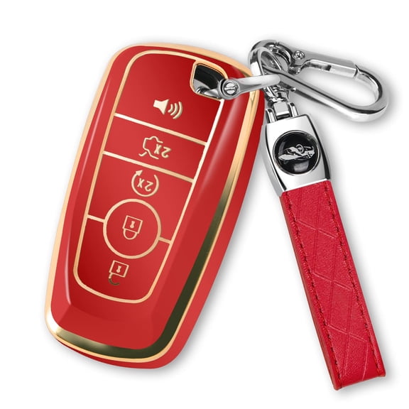 For Ford Key Fob Cover with Keychain, Soft TPU Key Case Shell Full Protection for Ford Explorer Fusion Escape Edge Expedition F150 F250 F350 F450 F550 Maverick Mustang