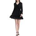 thumbnail image 2 of INSPIRE CHIC Women's Swiss Dots Tie Waist Chiffon Ruffle Dress XL Black, 2 of 7