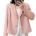 thumbnail image 3 of Slatcetga Short Suit Jacket Long Sleeve Single Breasted Notched Turn Down Collar Open Front Jacket for Women Pink M, 3 of 8