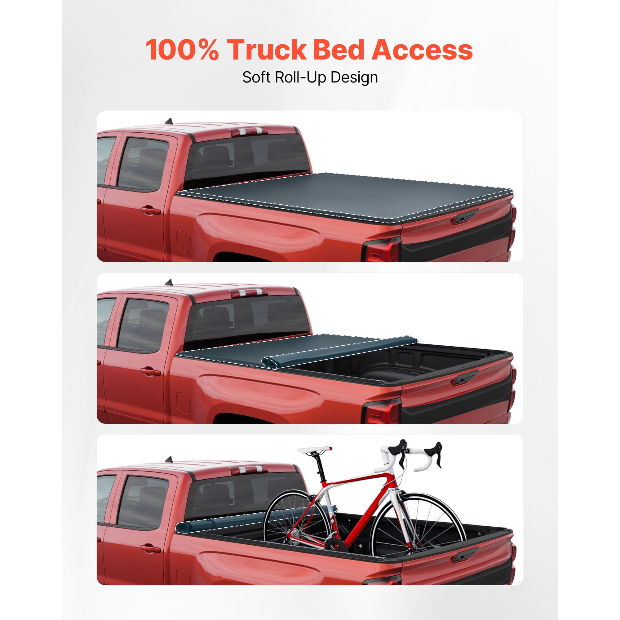 KFFKFF Soft Roll-Up Truck Bed Cover, Compatible with 2015-2025 Chevy Colorado/GMC Canyon Crew Cab Short Bed, Designed for 5.2 ft (62 in) Beds, Durable PVC Cover with Aluminum Support Bars