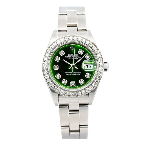 Pre-Owned Rolex Lady-Datejust 79174 26 mm Green Diamond Dial Stainless Steel Oyster Bracelet Women’s Watch