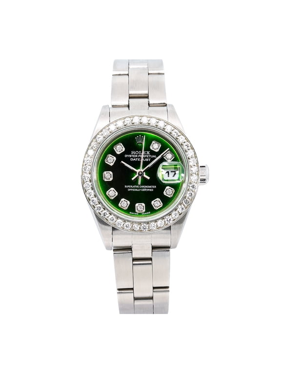 Pre-Owned Rolex Lady-Datejust 79174 26 mm Green Diamond Dial Stainless Steel Oyster Bracelet Women’s Watch