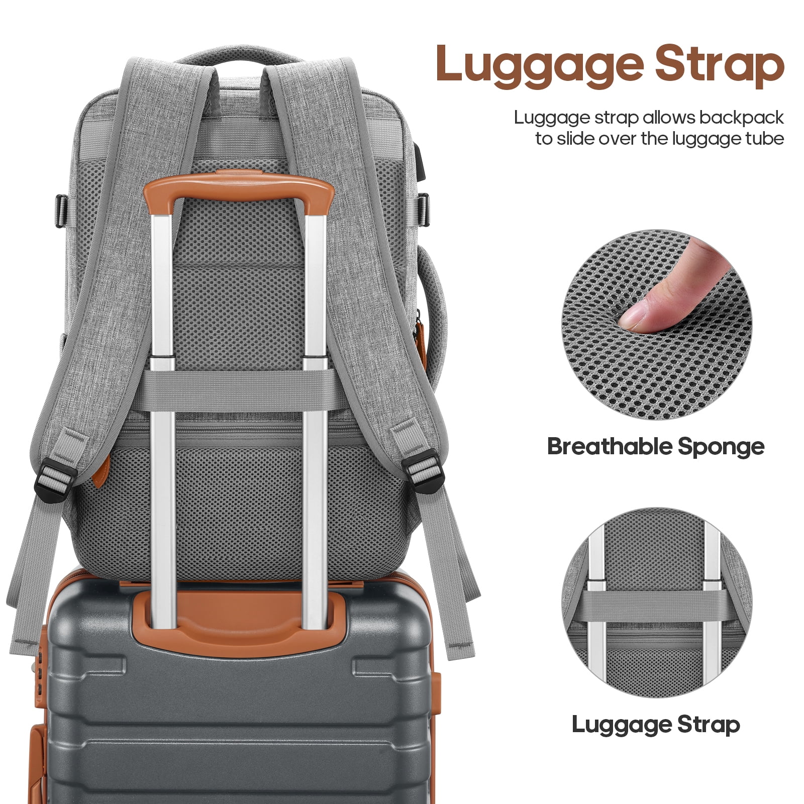 MIUSSE Carry on Luggage Set 3 Piece Hard Shell Luggage Sets with YKK Zipper Spinner Wheels TSA Lock Carry on with Backpack Set