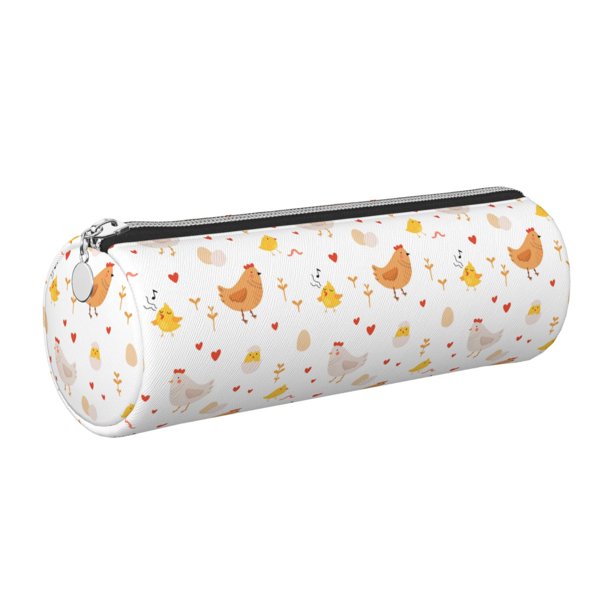 Disketp Funny Chicken Estuche Organizador de Lápices de Cuero, Estuche de Oficina con Cremallera para Bolígrafo y Lápiz
