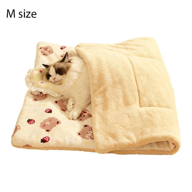 Tapis Chauffant pour Animaux, Couverture de Sommeil pour Chat, Lit pour Animaux en Peluche Douce, Tapis Réversible pour Chien Intérieur Extérieur, Lavable en Machine