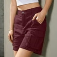 thumbnail image 3 of Zedker Womens Cargo Hiking Shorts Elastic Waist Knee Length Summer Outdoor Waterproof with Pockets Wine Plus XXL, 3 of 7