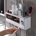 thumbnail image 4 of Soporte para cepillos de dientes montado en la pared, soporte para cepillos de dientes montado en la pared, soporte para cepillos de dientes para baño, soporte para cepillos de dientes con dispensador de pasta de dientes, rendimiento sólido, 4 of 5