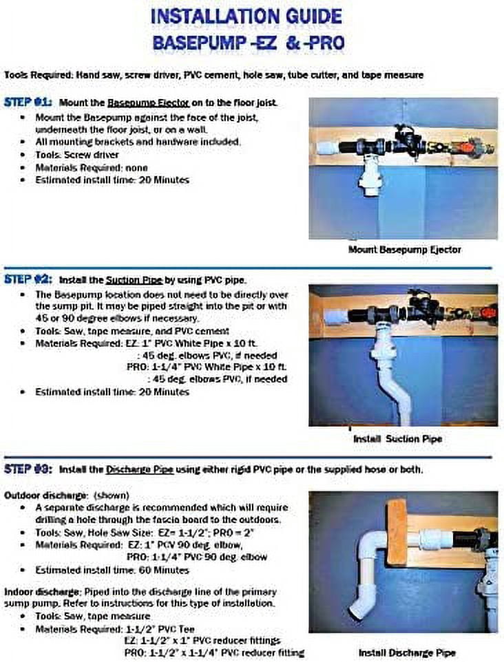 950 GPH Premium High Volume Water Powered Backup Sump Pump with Water Alarm and Installation Kit