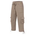 thumbnail image 3 of QATAINLAV Capris Cargo pour Femmes Été Décontracté Pantalon Capri à Cordon de Serrage Plein Air Randonnée Pantalon Court avec Multiples Poches Kaki TTTG Offres Éclair d'Aujourd'hui, 3 of 8