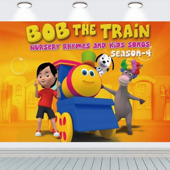 Bob the Train Backdrop Taspestry Wall Decor Banner Party Supplies Poster Birthday Decorations Background for Photography Taspestry