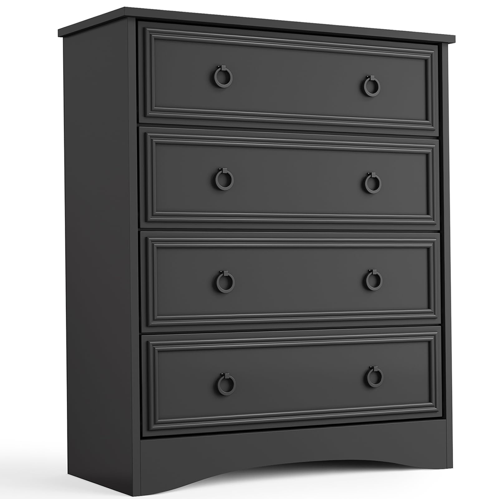 Black 4 Drawer Dresser for Bedroom, Vertical Chest Of Drawers Wood Storage Cabinet for Living Room