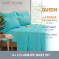 thumbnail image 3 of Swift Home Bonus Pillowcases Eco Friendly Bamboo Blend Sheet Set, 6 PC, Queen, Teal, 3 of 6