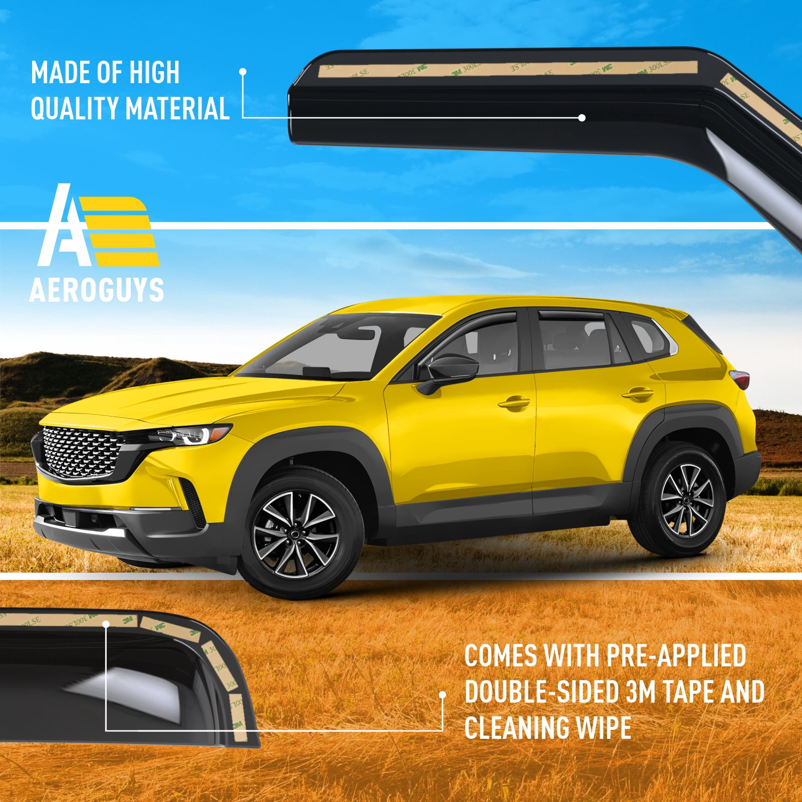 AEROGUYS Extra Durable Window Deflectors In-Channel Window Visors Rain Guards Fit for Mazda CX-50 2023-2026, Sun Visors, Wind Vent Visors, vent shades, Car Accessories - 4 pcs. AG0755