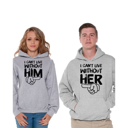 Awkward Styles Matching Boyfriend Girlfriend Couple Hoodies I Can't Live Without Him Sweatshirt I Can't Live Without Her Sweater Cute Matching Couple Sweaters Valentines Day Couple Hoodies Love Gifts