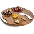 thumbnail image 2 of Nambe Cheese Block with Knife and Spreader  15 Inch Cheese Board Serving Set  Charcuterie and Butter Board  Made of Acacia Wood and Stainless Steel, 2 of 3