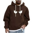 thumbnail image 3 of UVEASISHA Funny Hoodies for Men Drawstring Long Sleeve Hooded Sweatshirts Big and Tall Fashion Hipster Pullover Tops Cool Streetwear Coffee L, 3 of 6