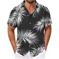thumbnail image 2 of BVOFAR Men's Button Down Shirts Casual Short Sleeve Hawaiian Shirt Big and Tall Summer Beach Tops Tropical Palm Graphic Tees Multicolor S, 2 of 5