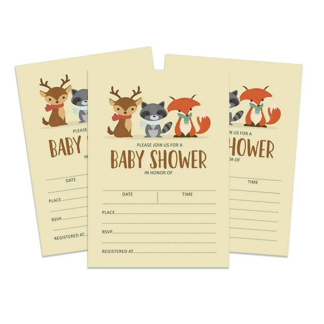 Inkdotpot 30 Cartes d'Invitation Style Baby Shower Animaux de la Jungle Invitations Vierges Neutres