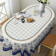 thumbnail image 3 of Oval Tablecloth - 60 x 84 Inch Blue Floral Rustic Tablecloth Classic French Country Printed Table Cover for Farmhouse Decoration, Suitable for Home, Kitchen, Indoor and Outdoor Dining Table, 3 of 6