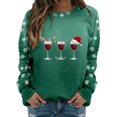 thumbnail image 1 of Gibobby Sudaderas Navideñas para Mujeres Sudadera con cuello redondo y estampado de Navidad para mujer, camisas de entrenamiento de manga larga(Verde,M), 1 of 4