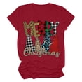 thumbnail image 2 of PVCS Femmes Casual Col Rond Manches Courtes Arbre de Noël Imprimé T-shirt Top, 2 of 6
