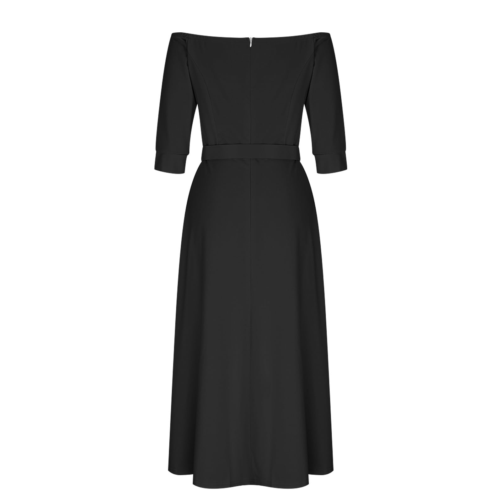 Womens One Shoulder 3/4 Sleeve High Waist A Line Maxi Dress with Belt Elegant Solid Color Office Work Party Style