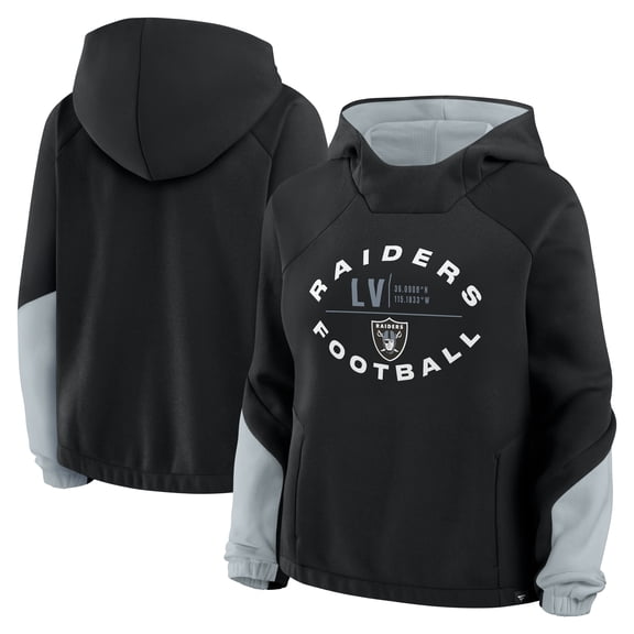 Women's Fanatics Black Las Vegas Raiders Oversized-Redzone Bubble Screen Pullover Hoodie
