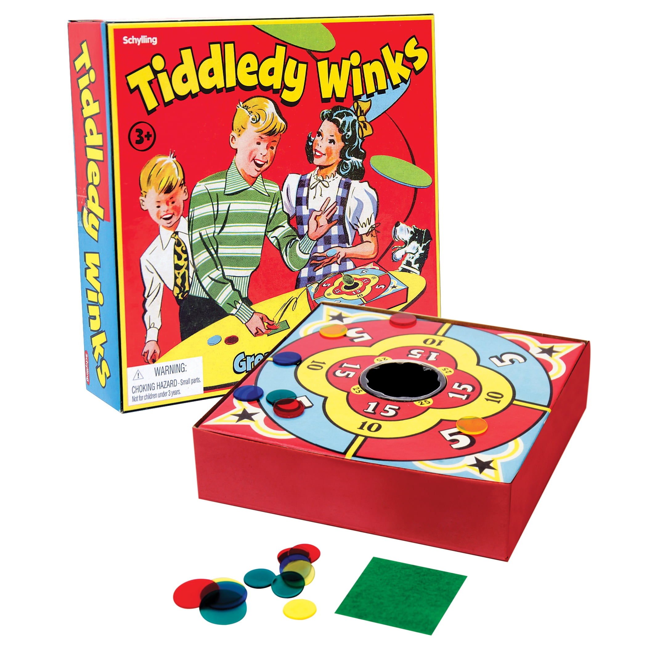 Tiddlywinks Game Classic Family Games Retro Tiddly Winks 4 Players Travel Size 