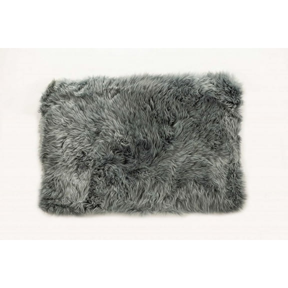 2' x 5' Gray Natural Rectangular Sheepskin Area Rug