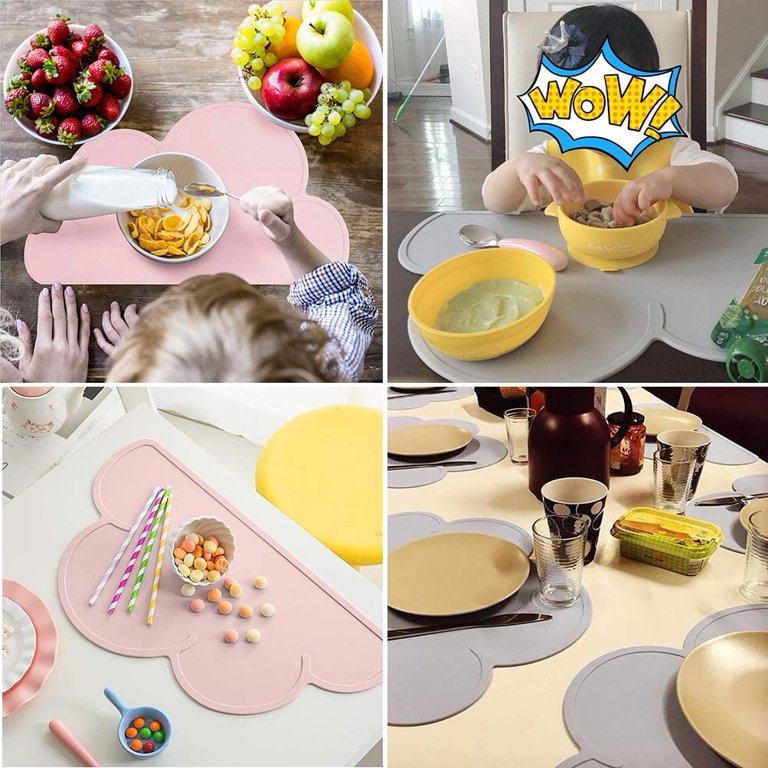 Kids Placemats, Silicone Placemats for Kids Baby Toddlers, Portable Food  Mat Set of 2 Reusable Placemats for Home, Restaurant, Travel and High  Chairs-Easy to Clean and Roll Up 