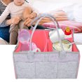 thumbnail image 1 of Organizador De Pañales Para Bebé, Múltiples Compartimentos, Bolso De Mamá, Soporte De Maquillaje De Viaje De Fieltro, Gris Claro Y Rosa, 1 of 7