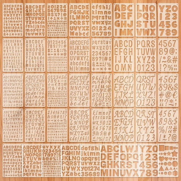 Sinekong Letter Stencils for Painting, 41 pack Reusable Plastic Alphabet and Number Stencils for Crafts Art Projects