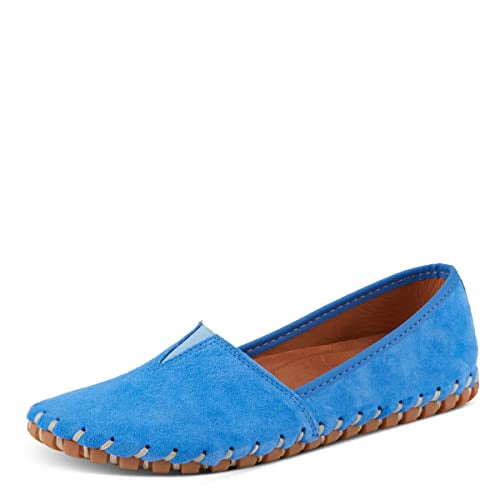 Spring Step Women's Kathaleta Premium Leather Slip-On Moccasin Shoes – Comfortable Flat Ladies Shoes with Removable Insole, Rubber Sole & Elegant Stitch Detailing