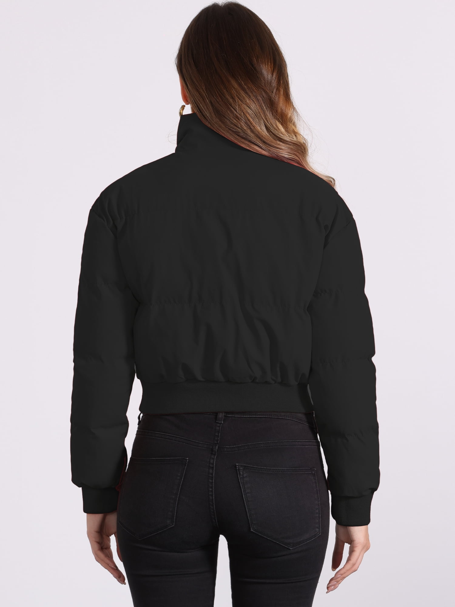 DARING DIVA Women's Outwear Baggy Padded Cropped Bomber Jacket M Black