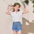 thumbnail image 2 of Shachafan Girls Summer Top With Collar And Ruffled Pure Color Casual Tee For Toddler And Kids Fashion Apparel T Shirt for Children Girl, 2 of 6