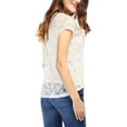thumbnail image 4 of INSPIRE CHIC Haut en Dentelle Florale Transparent Décontracté à Manches Courtes pour Femme m Blanc, 4 of 7