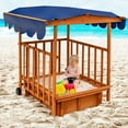 thumbnail image 3 of Costway Bac à Sable Rétractable en Bois avec Couvercle et Roues Intégrées Maisonnette de Jeu Extérieure pour Enfants, 3 of 10
