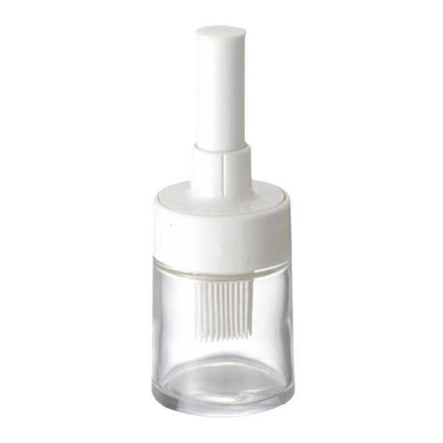 Botella de aceite de cocina con cepillo de aceite de silicona, botella dispensadora de , contenedor de aceite de cocina, cepillo de , Blanco BLESIY Cepillo de botella de aceite de silicona
