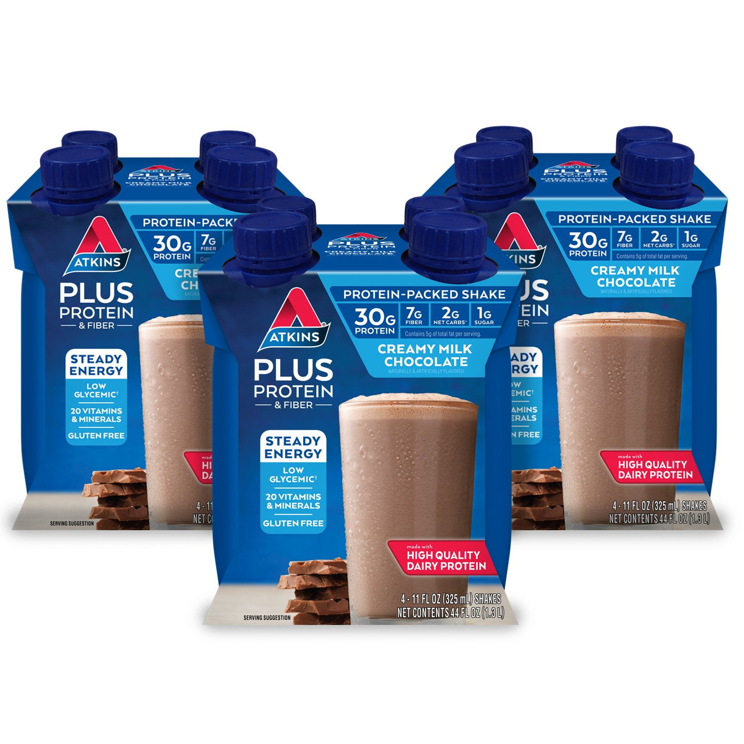 Atkins PLUS Protein & Fiber Shake, Chocolate, Keto Friendly, 11 oz., 4