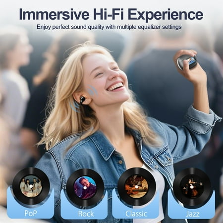 Open-Ear Headphones, Wireless Clip On Earbuds with Touch Screen Charging Case 60H Playtime, Bluetooth 6.0, IPX7 Waterproof, Lightweight Comfort, Stable Fit, Open-Ear Safety Design for Workout/Running