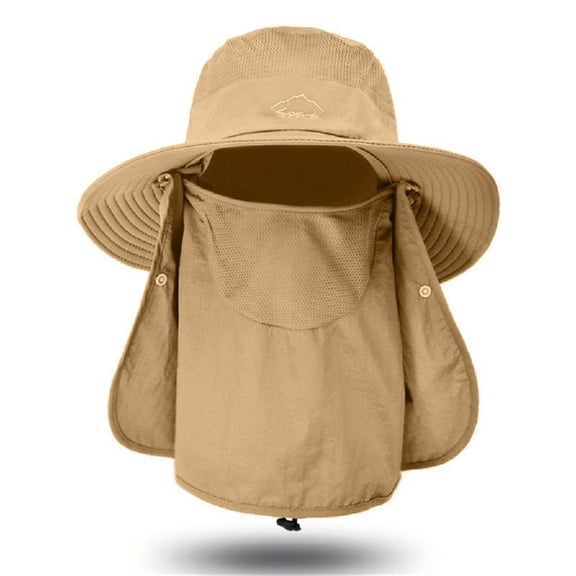 Yokua Unisex Wide Brim Sun Hat with Neck Flap Face Cover Breathable Hat