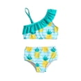 thumbnail image 1 of Niñas Pequeñas Traje de Baño de Verano Impreso de Cuerpo Dividido Conjunto de Dos Piezas para las Vacaciones de Natación en el Interior de la Playa, 1 of 6