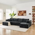 thumbnail image 2 of Leumius 132" U Shaped Sectional Sofa,Chenille Boneless Couch, Modern 4-Seat Upholstered Cloud Couch Sectional with Deep Seat and Cup Holders for Living Room,No Assembly Required,Black, 2 of 12