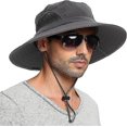 thumbnail image 1 of Sombrero para el sol para hombres/mujeres, sombrero de pescador de ala ancha impermeable, sombrero boonie plegable para pesca, senderismo, jardín, safari, playa, gris oscuro, 1 of 5