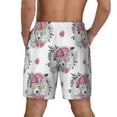 thumbnail image 3 of Kdxio Cartoon Poodle Dog Print Men's Swim Trunks with Compression Liner 7 Inch Inseam Quick Dry Swim Shorts, 3 of 7