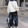 thumbnail image 5 of Boys Baggy Jeans Size 18-20 Elastic Waist Pull on Baggy Demin Jeans Relaxed Fit Stretchy Soft Trousers Streetwear Back To School, 5 of 6